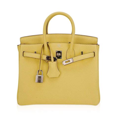 Hermes Jaune Poussin Togo Birkin 25 Handbag .